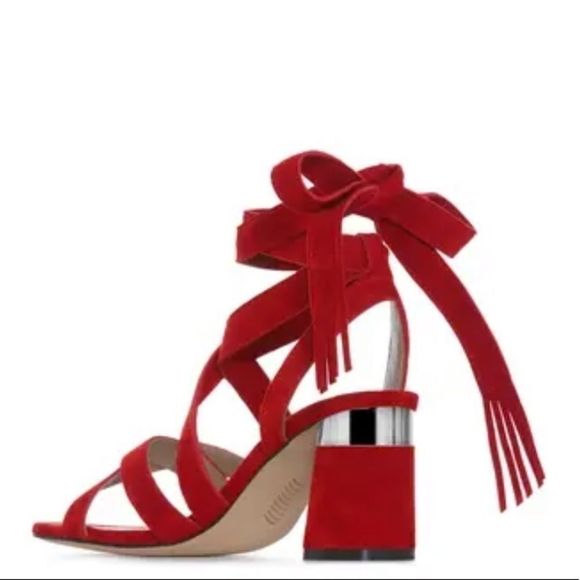 PAIGE suede lace up sandals firecracker red silver - Picture 13 of 15